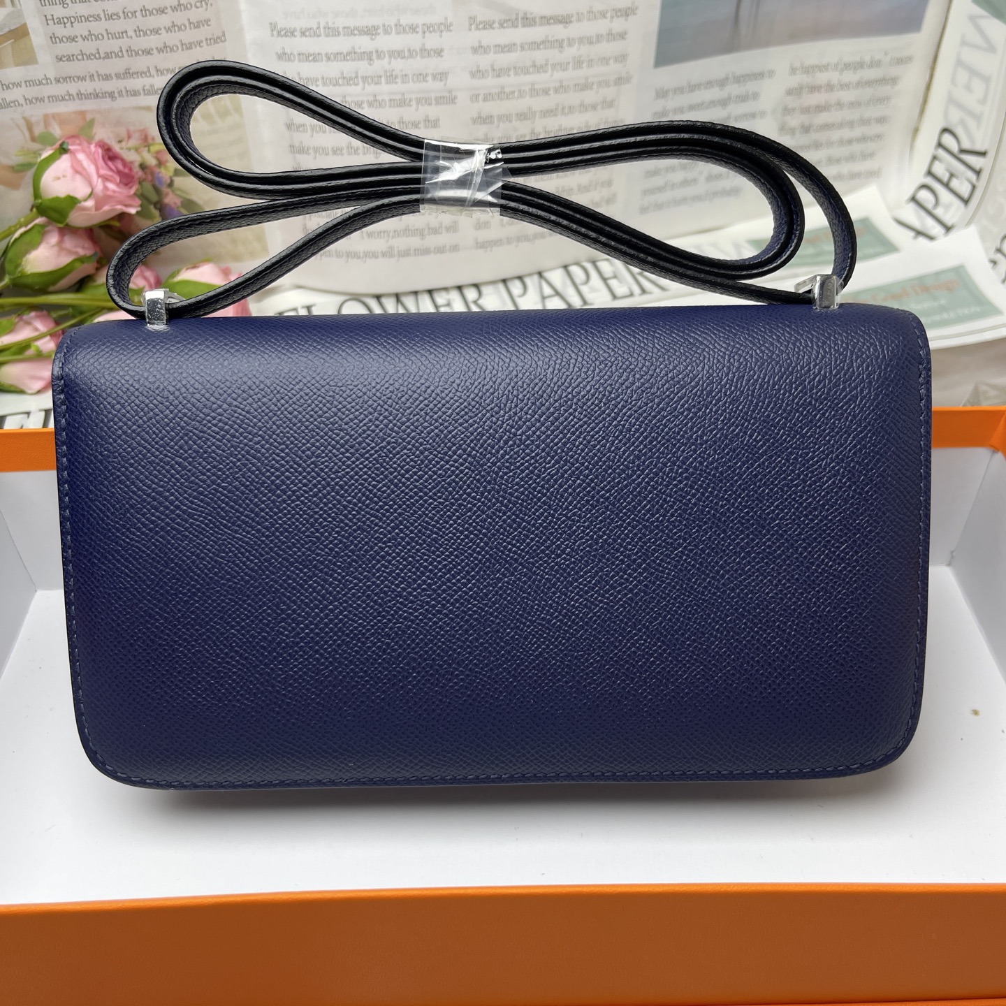 Hermes Constance Rectangular Flap Bag in Dark Blue