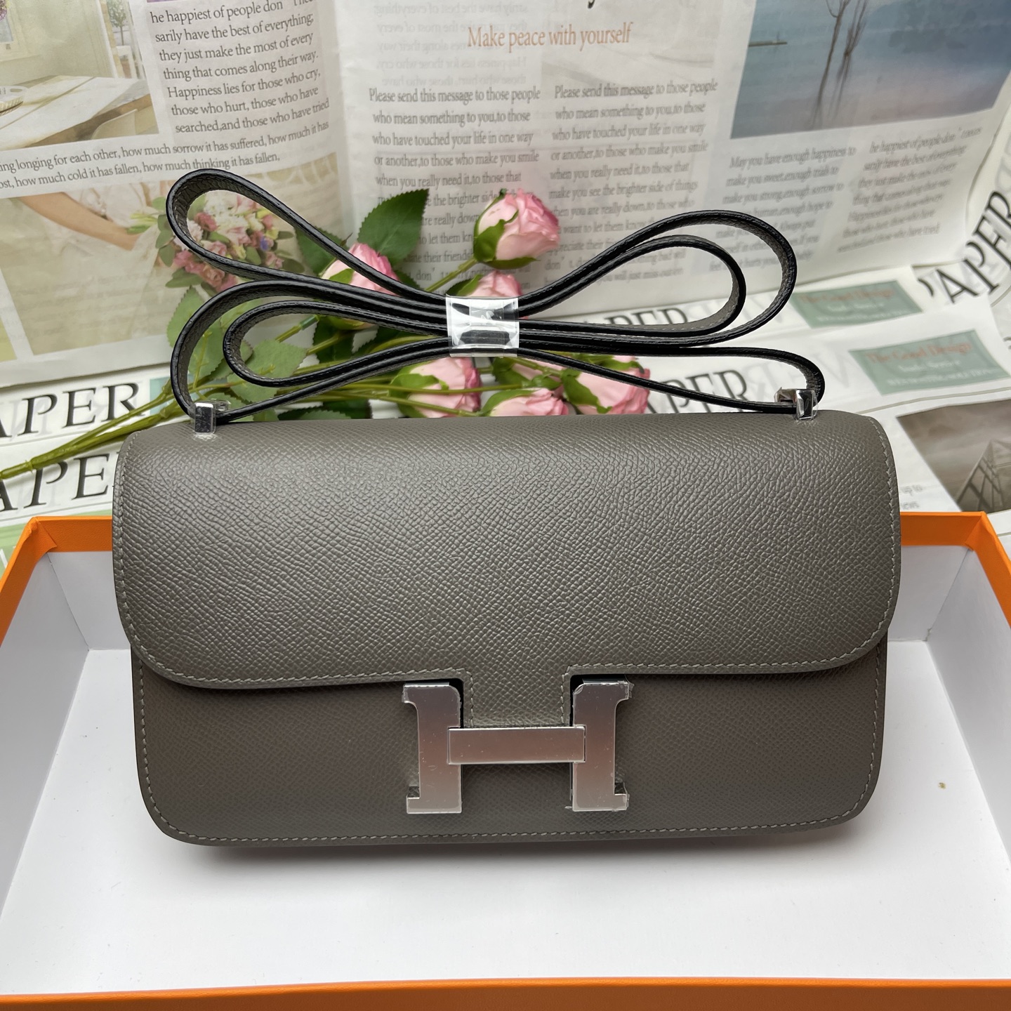 Hermes Constance Rectangular Flap Bag in Gray