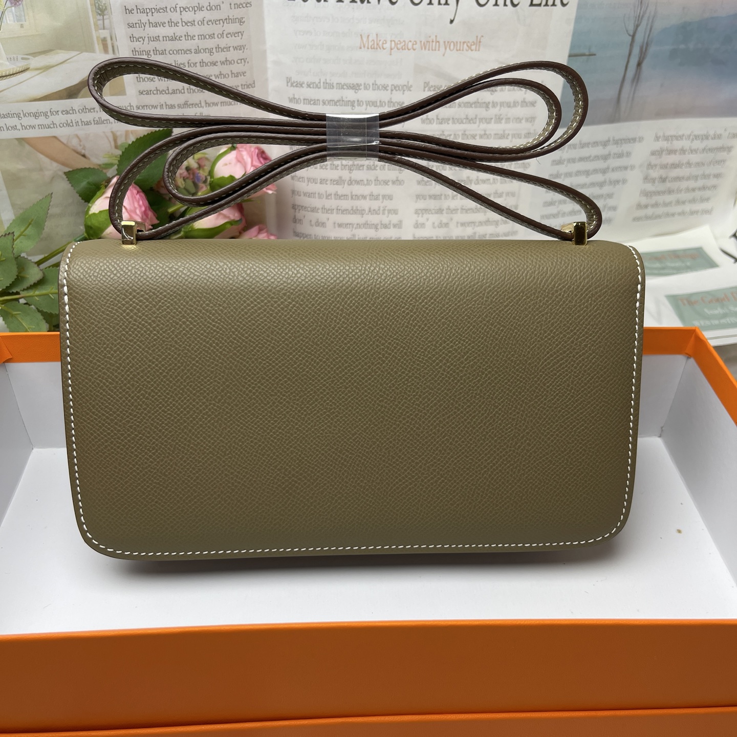 Hermes Constance Rectangular Flap Bag in Light Brown