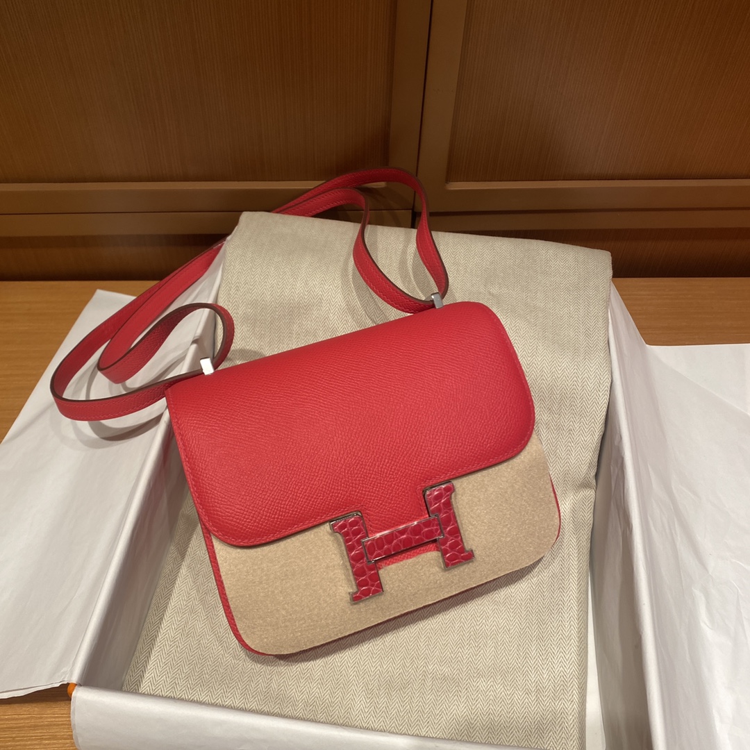 Hermes Constance Vermelho Bolsa Couro