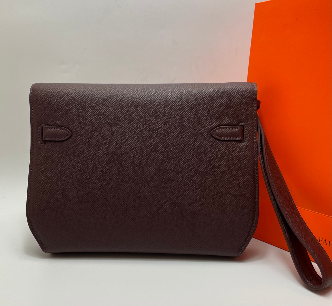 Hermes Depeche 25 Gris Etain Togo Red With Gold Hardware