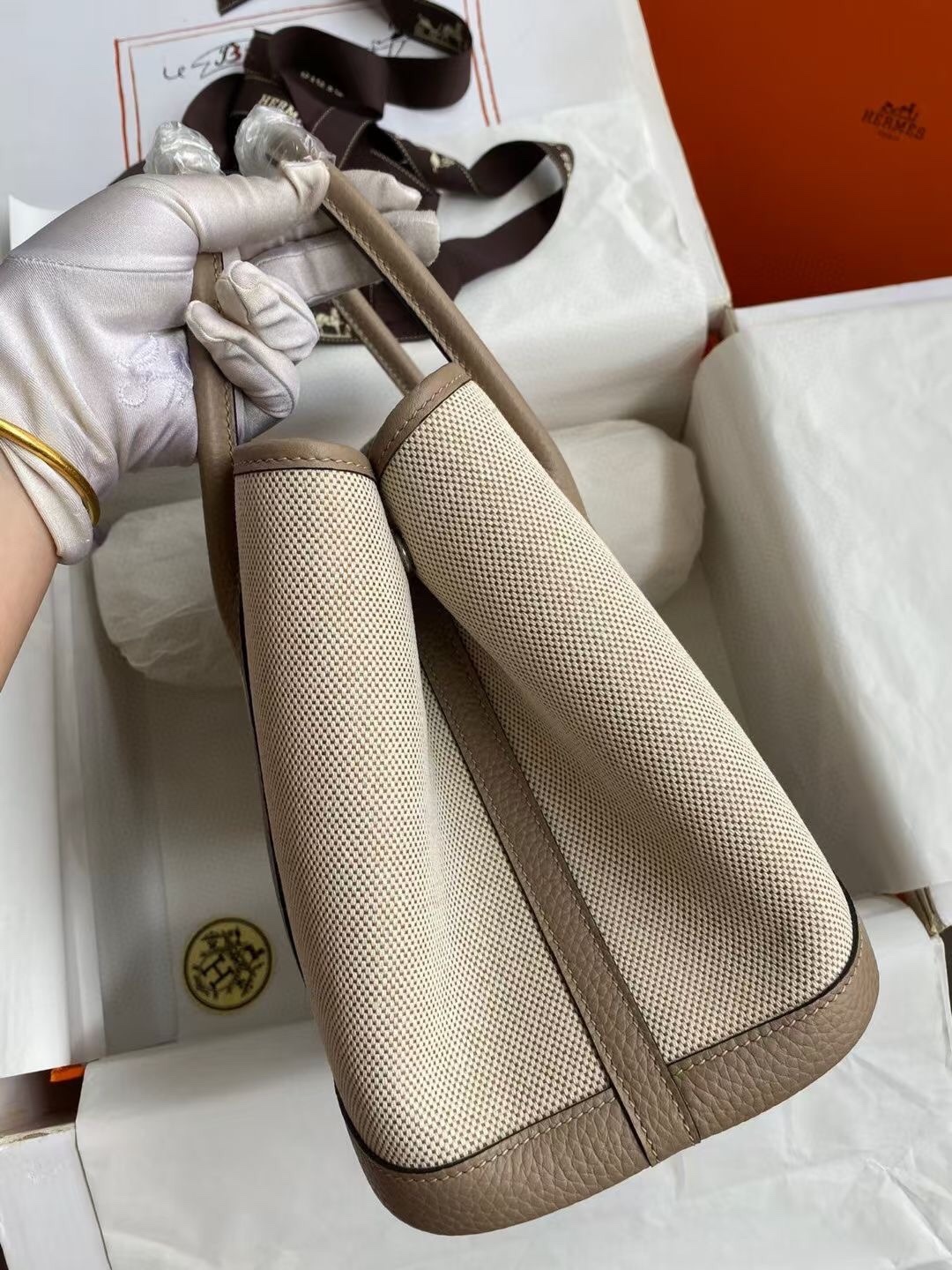 Hermes Garden Party 30 Bag Cream Color