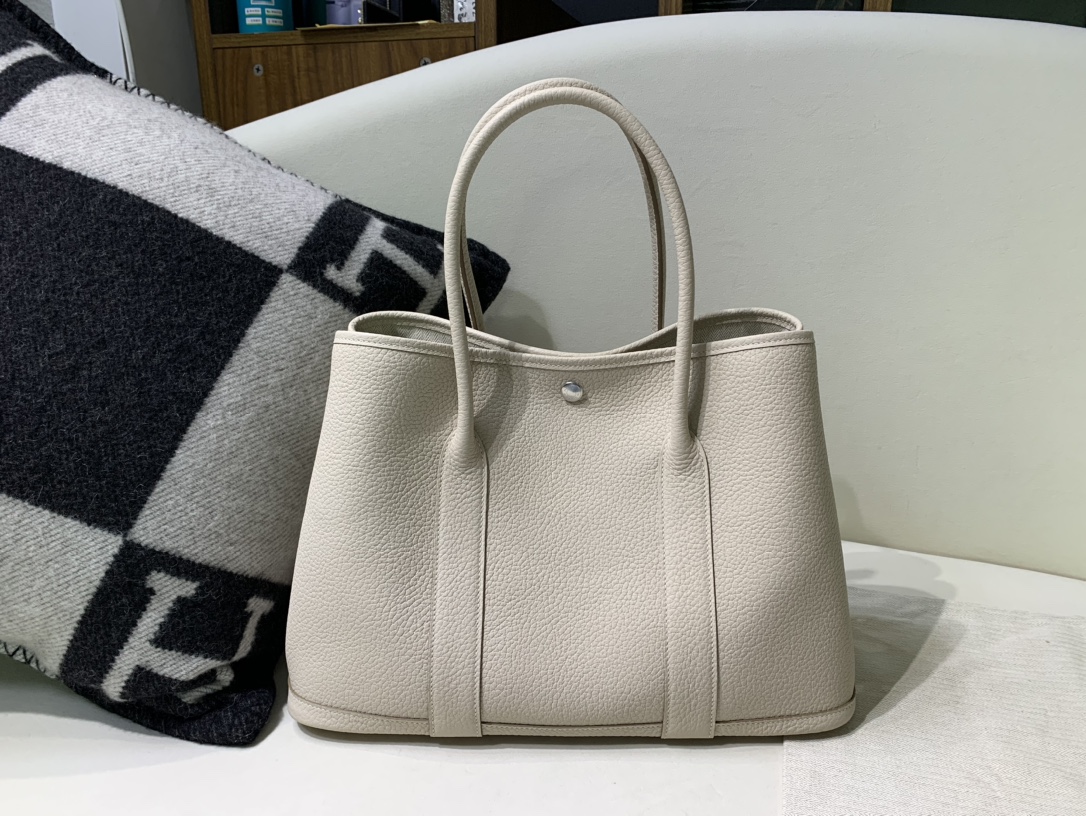 Hermes Garden Party Bag 30 Togo White
