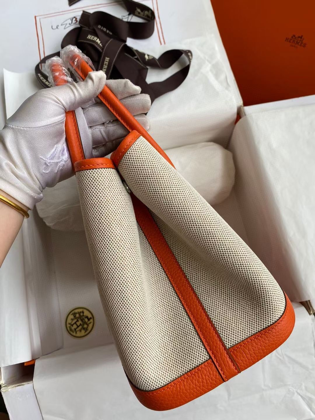 Hermes Garden Party TPM Tote Bag Caprine Blue & Silver