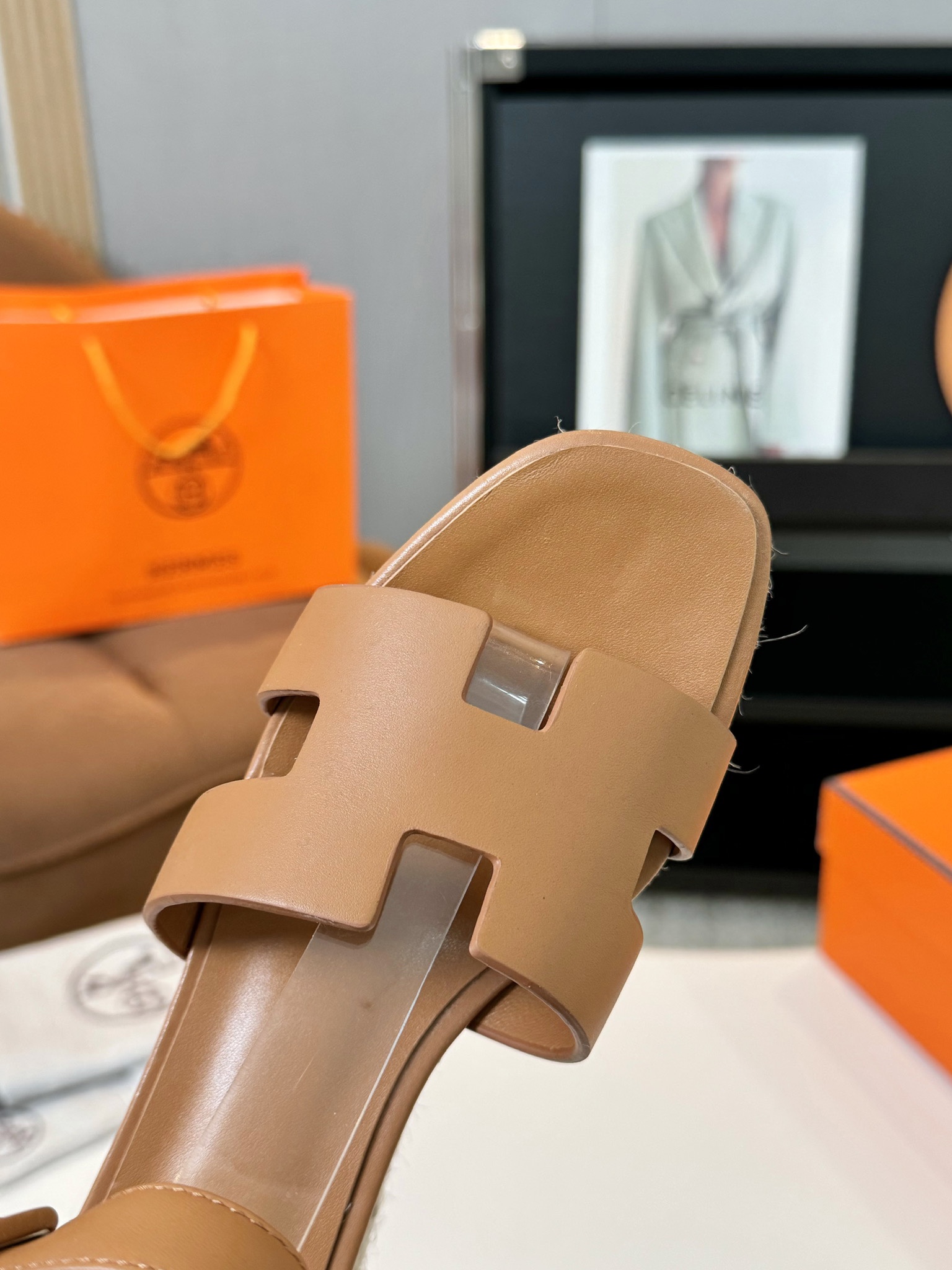 Hermes  Goatskin Elda Espadrille Wedge Sandals Natural
