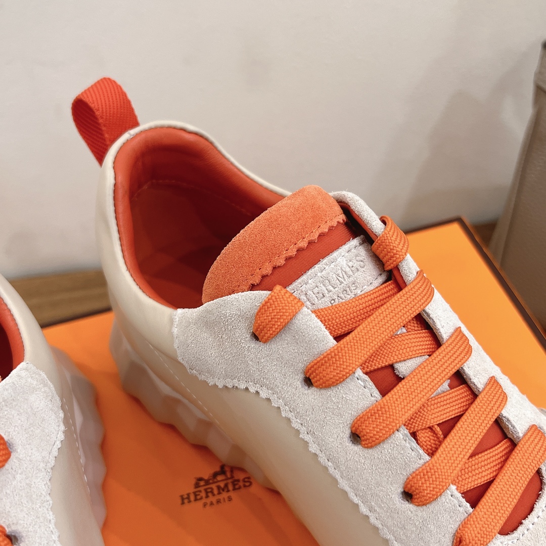 Hermes  Goatskin Suede Goatskin Bouncing Sneakers  Beige Sarrasin
