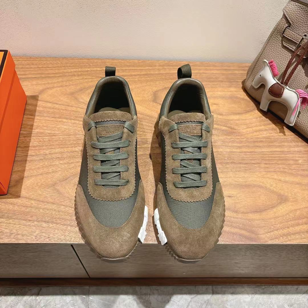 Hermes  Goatskin Suede Goatskin Mens Bouncing Sneakers