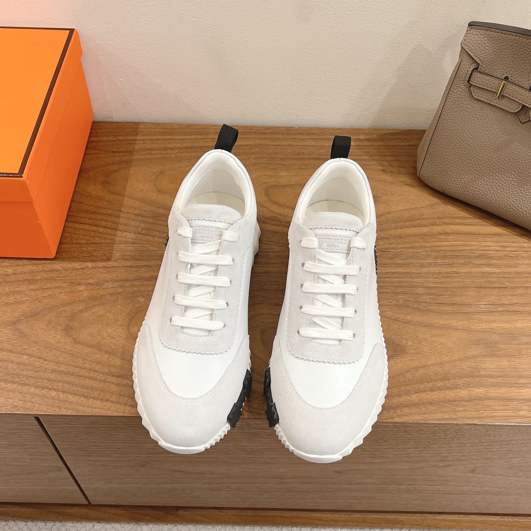 Hermès Iloa White Sneakers - Hermès Iloa White Leather Sneakers