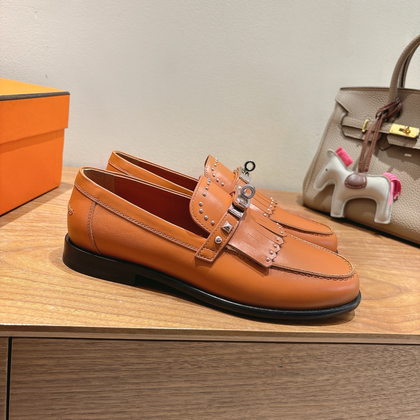 Hermes  Goatskin Womens Royal Loafers  Naturel