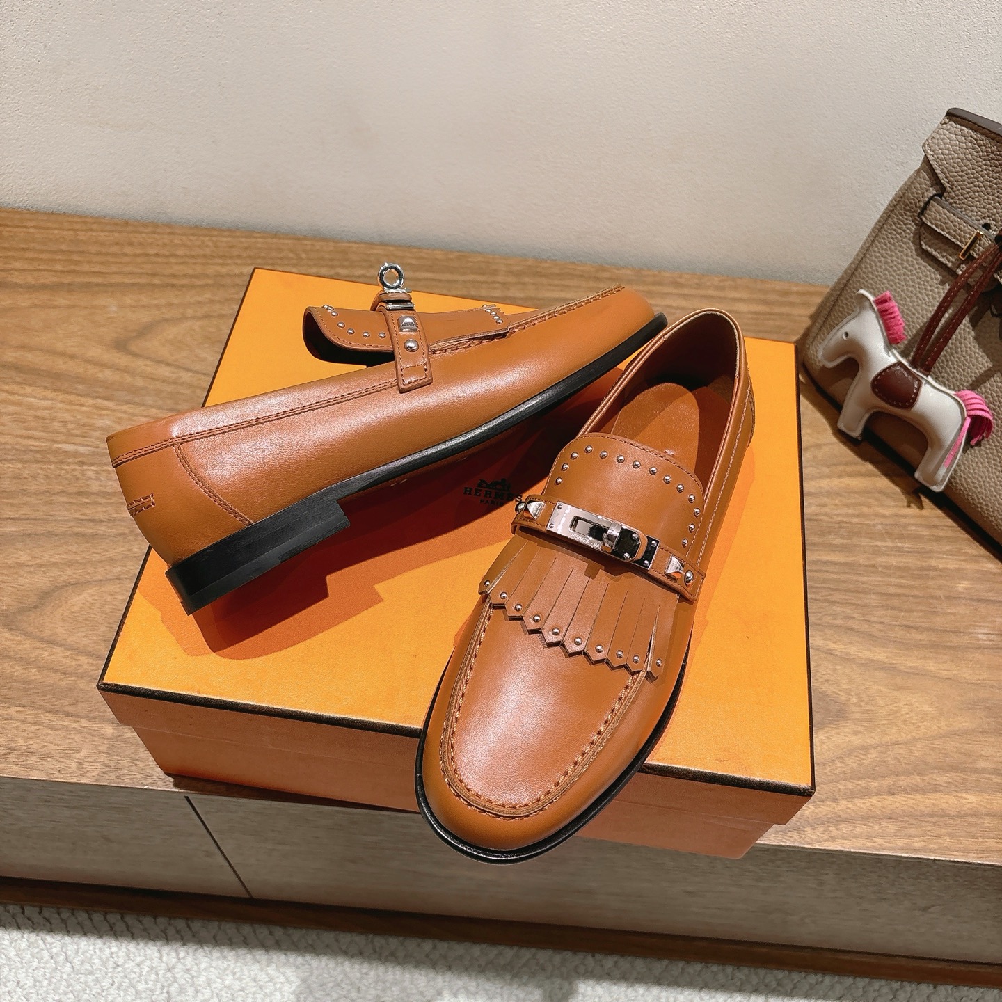 Hermes  Goatskin Womens Royal Loafers  Naturel