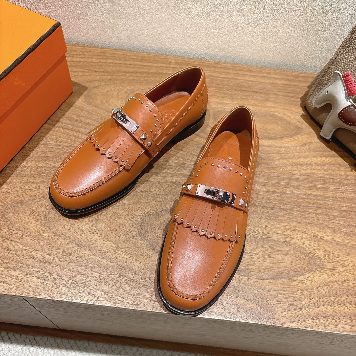 Hermes  Goatskin Womens Royal Loafers  Naturel