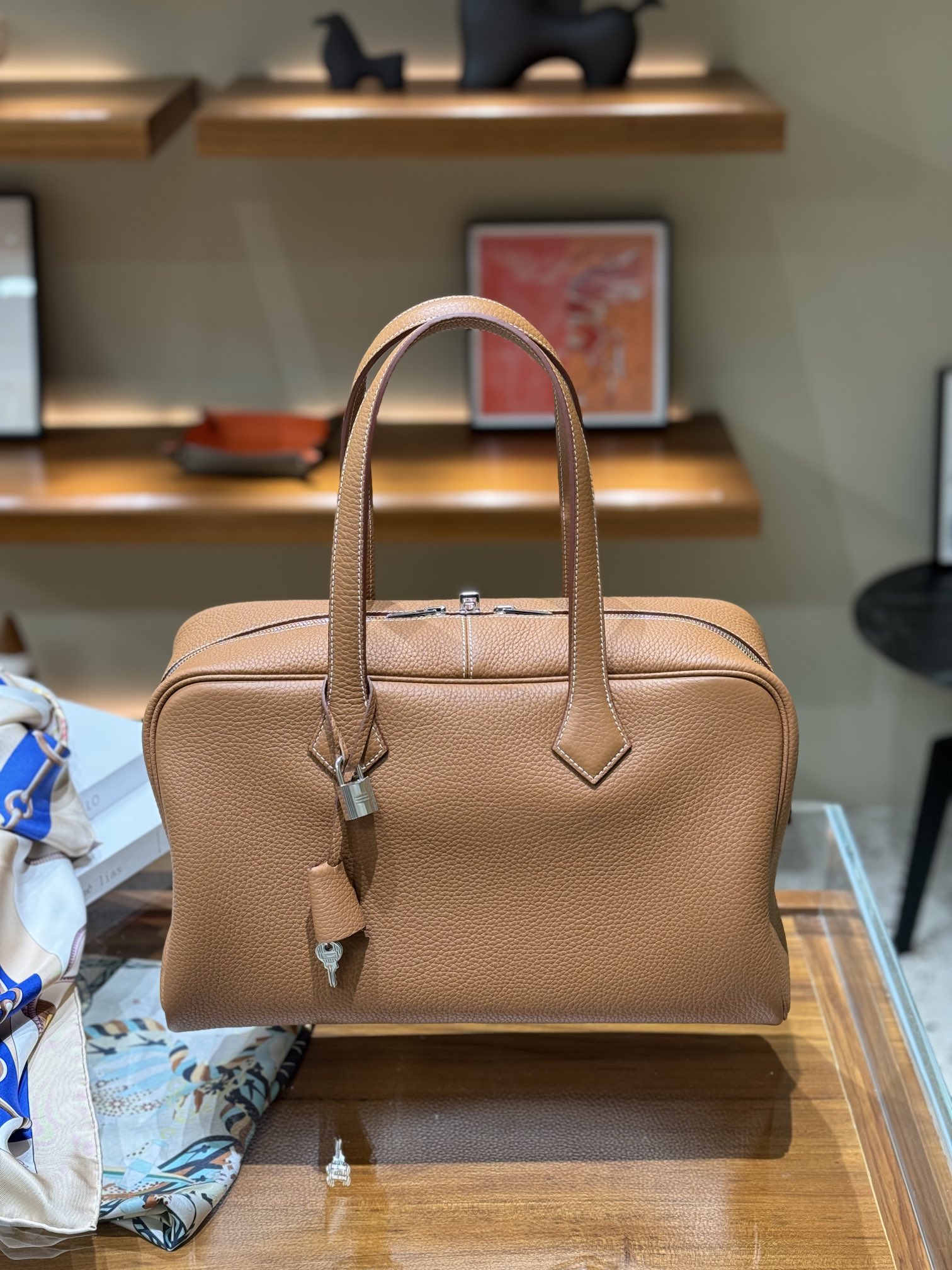 Hermes Hermes Victoria 2 35 Handbag Caramel Leather