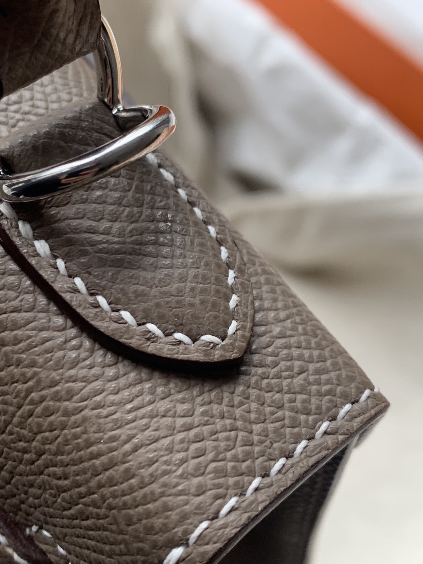 Hermes Light Brown Handbag Silver Lock With 25CM Strap