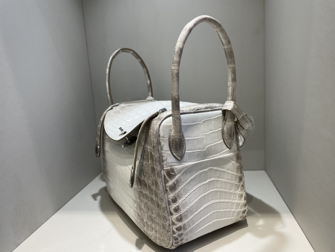 Hermes Lindy 26 01 BLANC Himalayan Crocodile Palladium