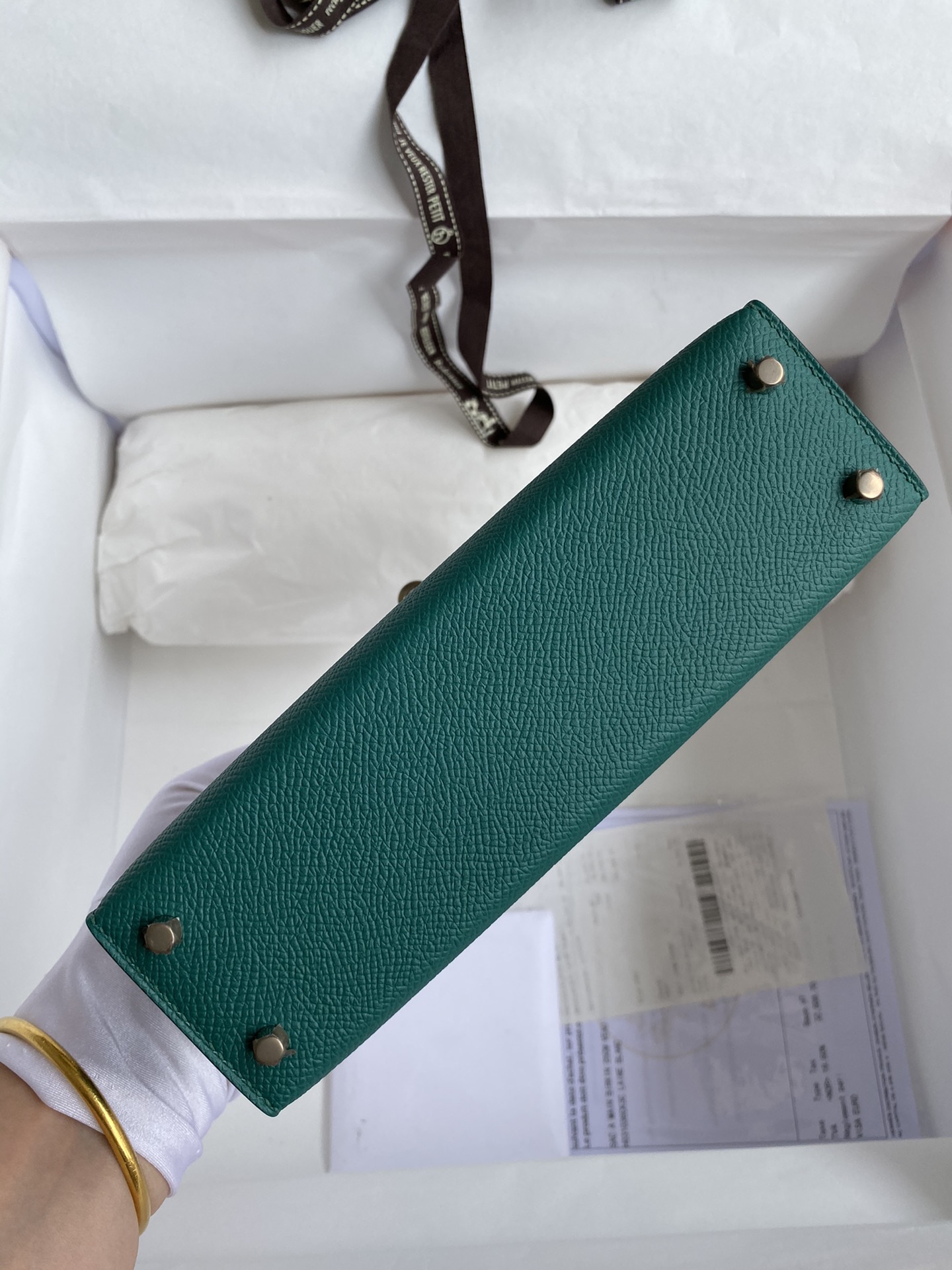 Hermes Malachite Epsom Kelly Mini II Handmade