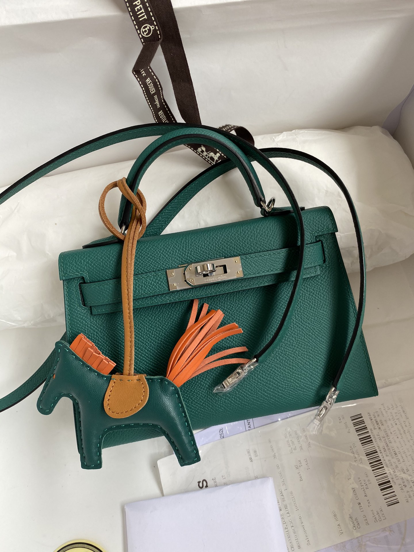 Hermes Malachite Epsom Kelly Mini II Handmade