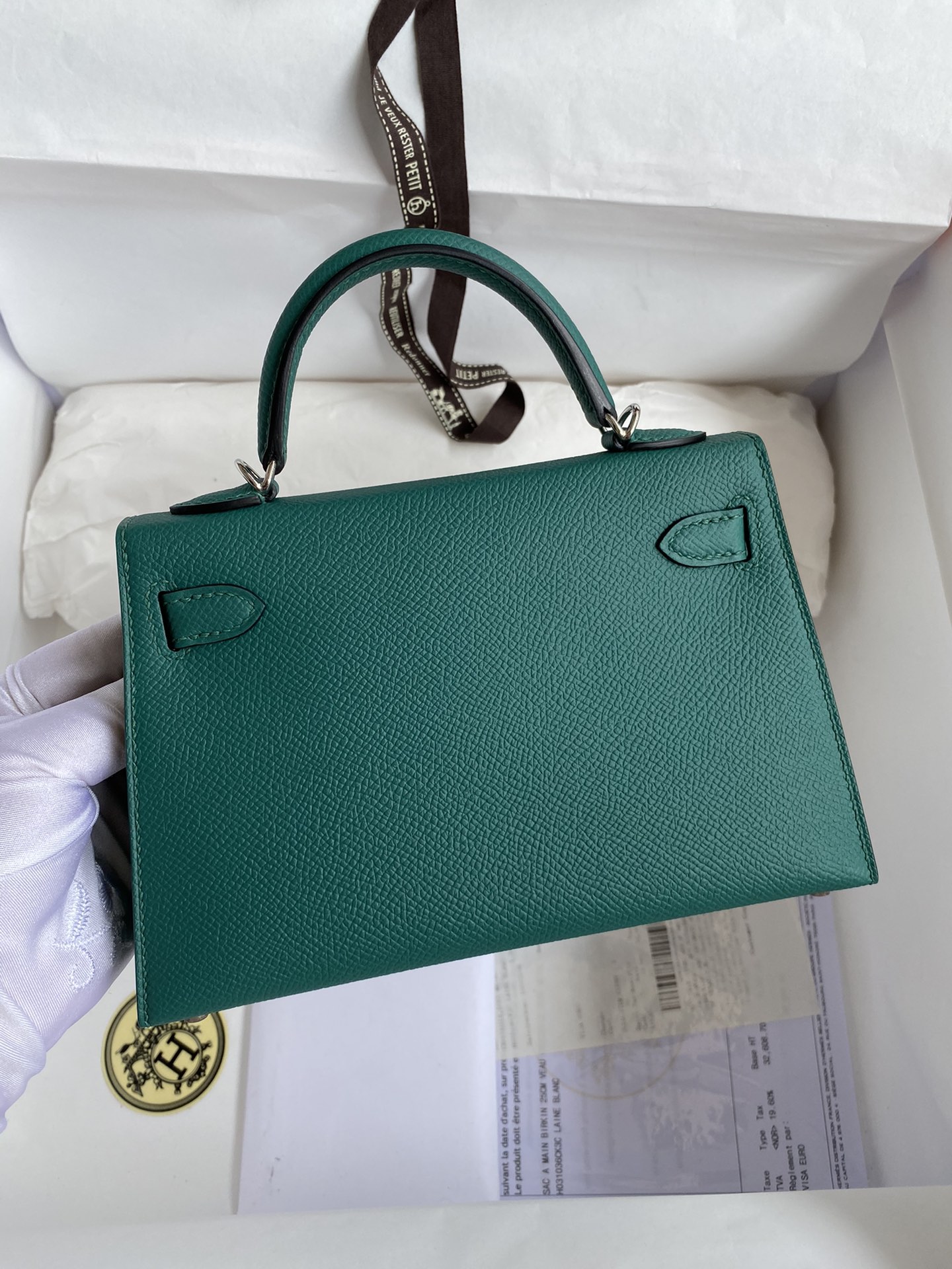 Hermes Malachite Epsom Kelly Mini II Handmade