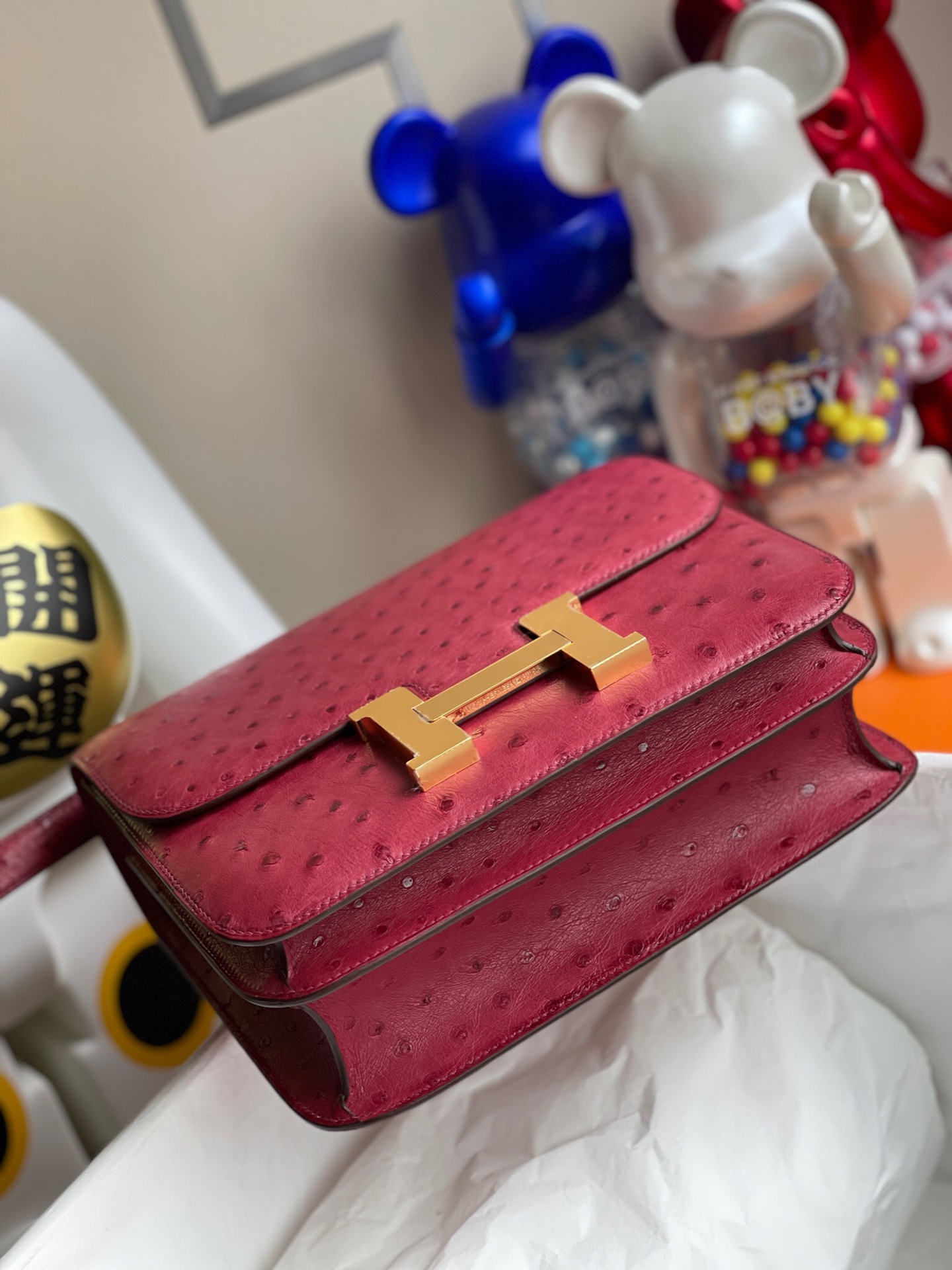 Hermes Mini Constance 18 A5 Bougainviller Ostrich GHW