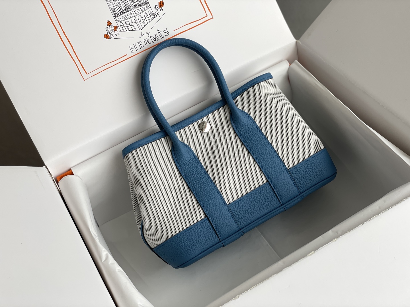 Hermes mini Garden Party Canvas B3 BLue