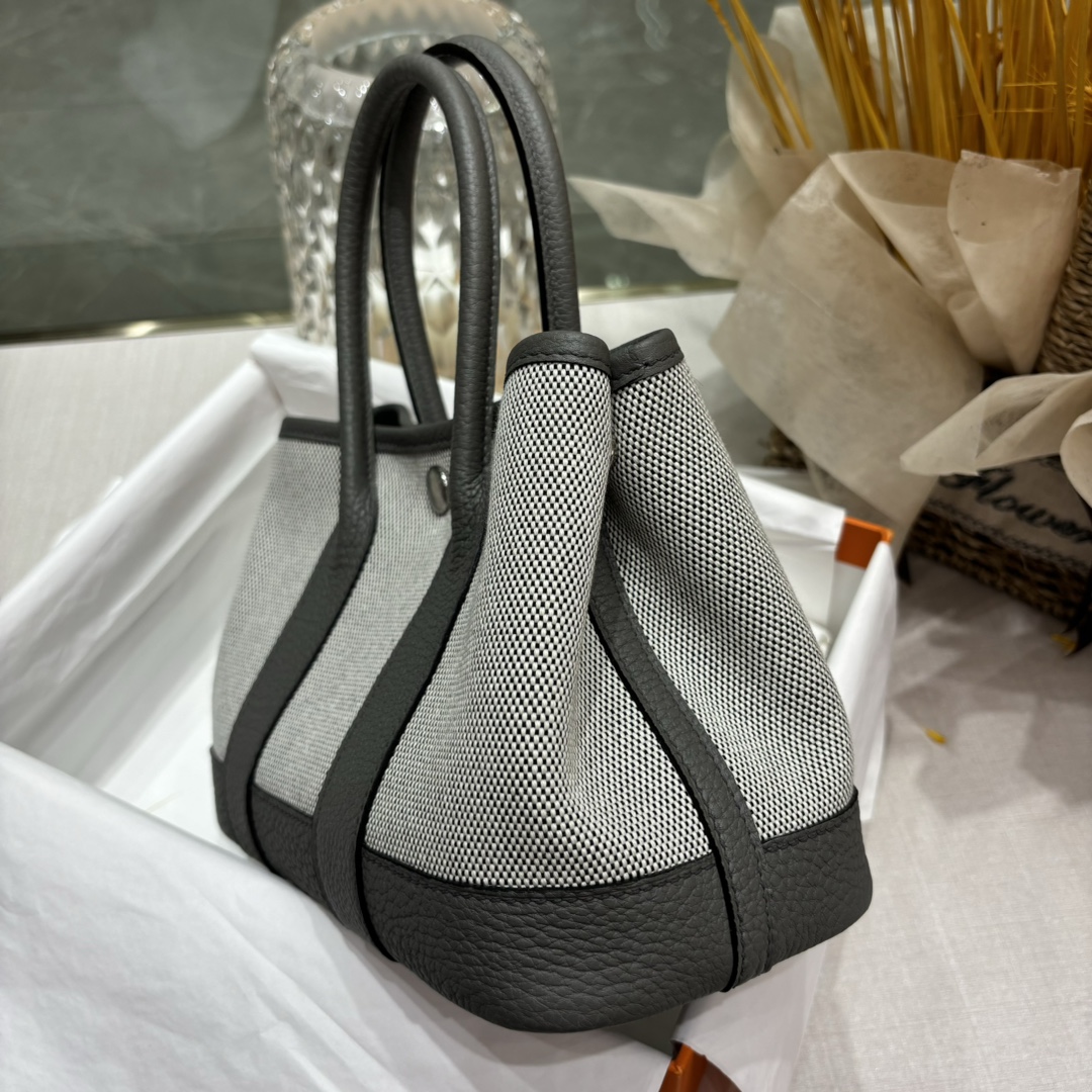 Hermes mini Garden Party Canvas Slate Grey