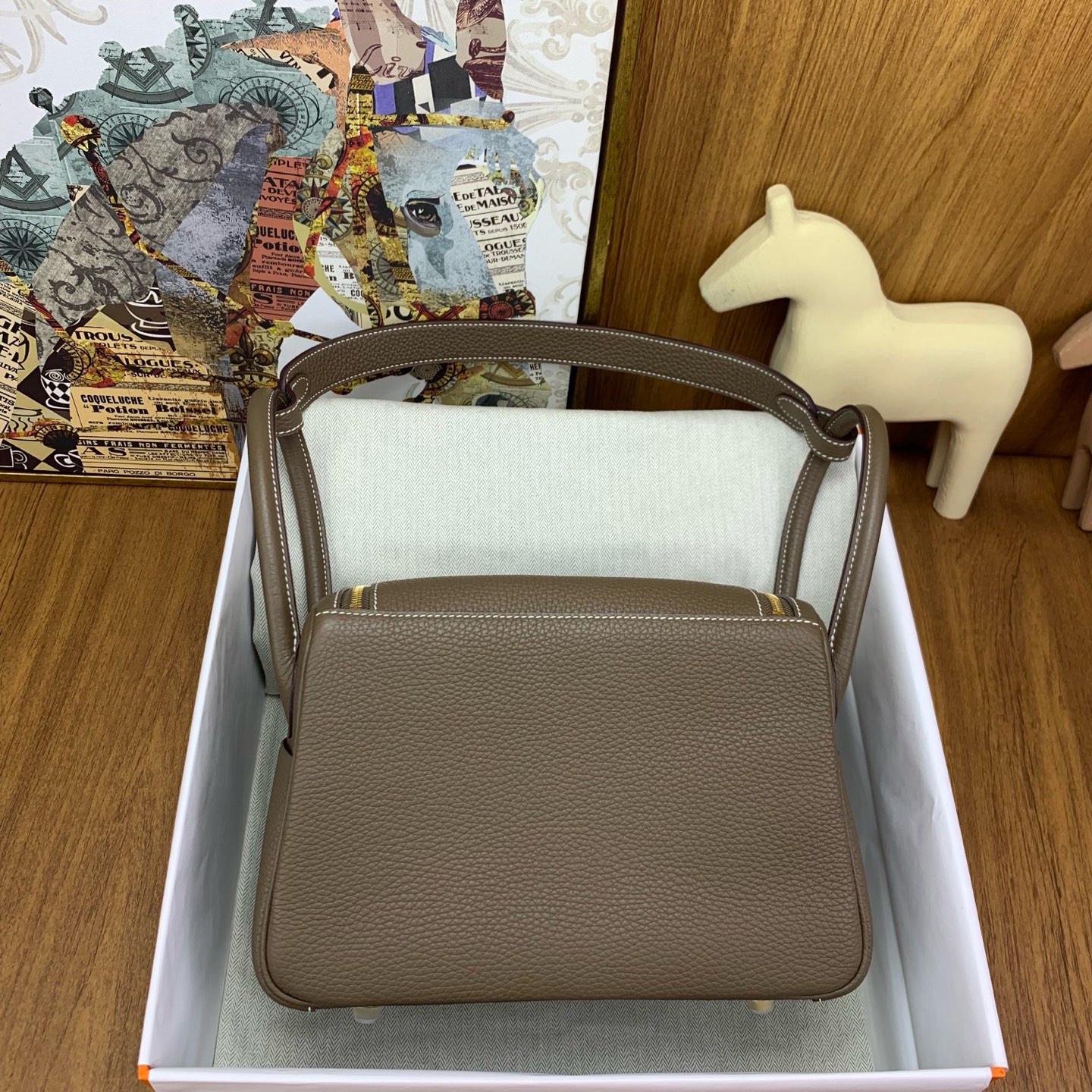 Hermes Mini Lindy 20 Gold Clémence Gray