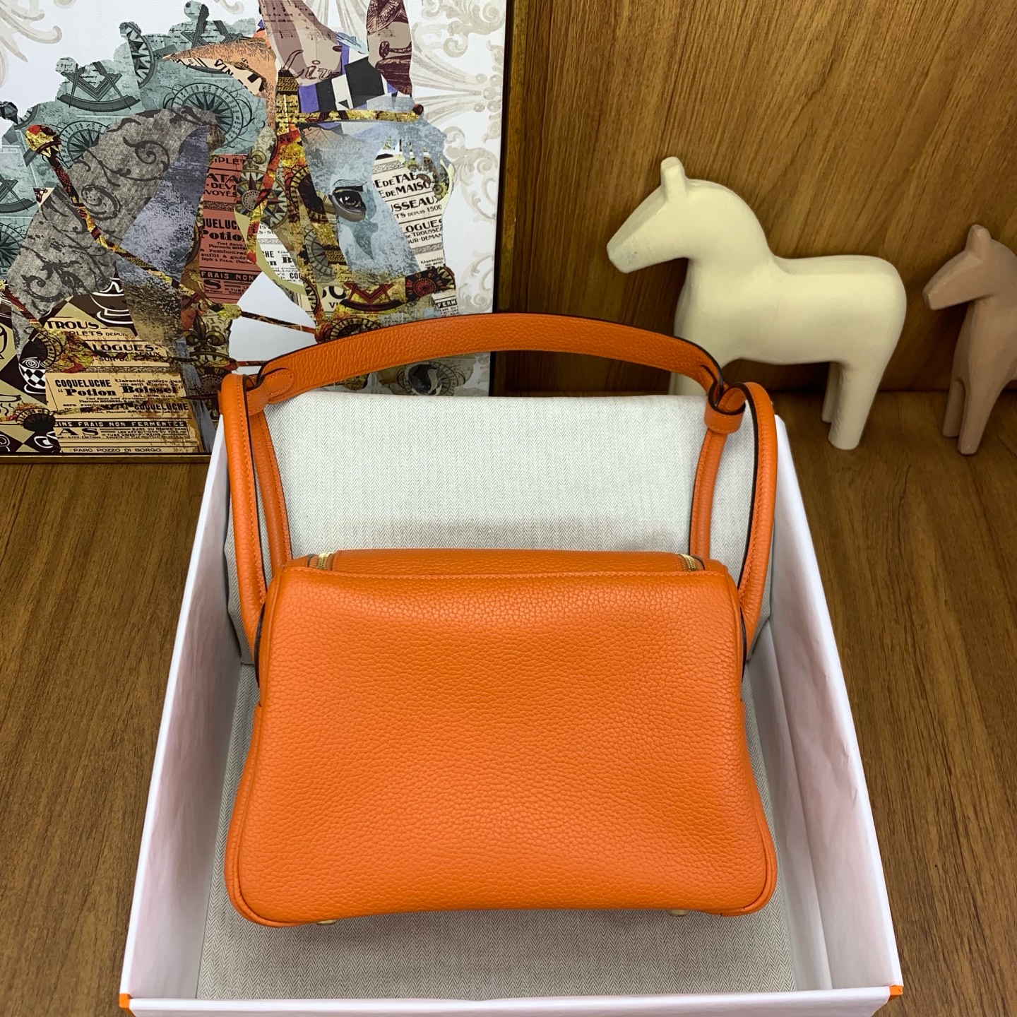 Hermes Mini Lindy 20 Gold Clémence Orange