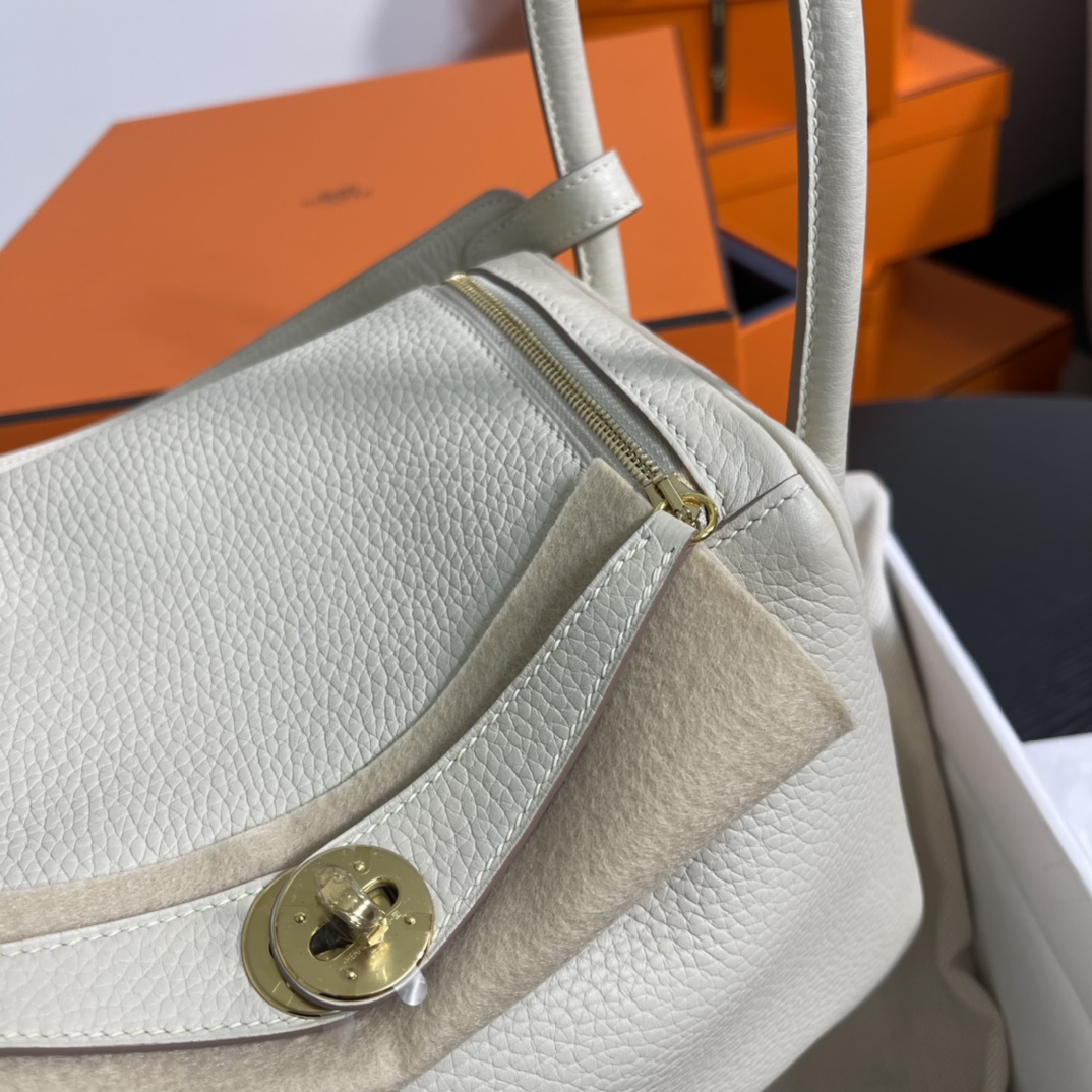 Hermes Mini Lindy in Craie Ghw- White