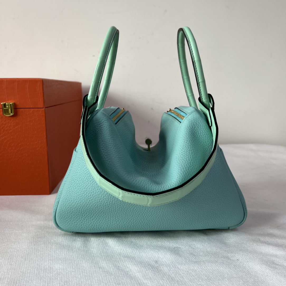 HERMES Mini Matcha Togo Leather Handmade Hand-sewn BAG 18CM
