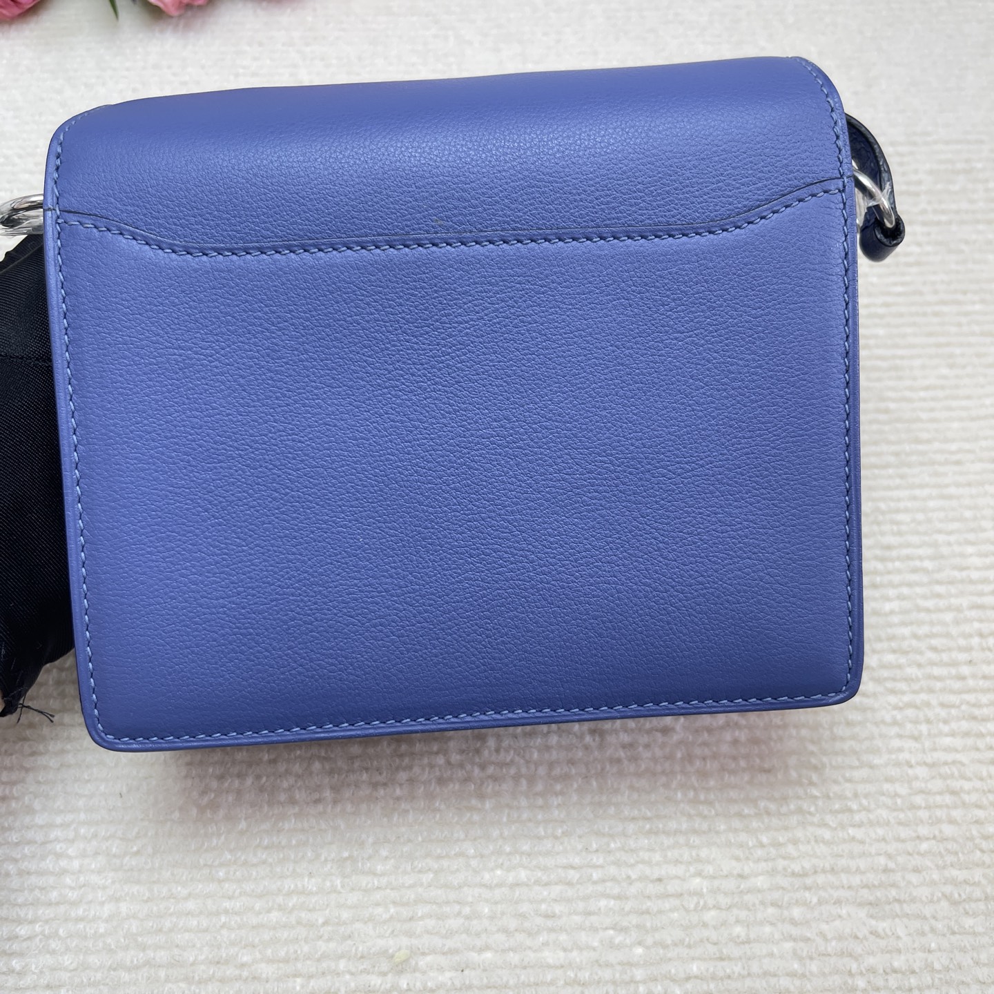 Hermes Mini Roulis Bag Blue Evercolor Silver Hardware