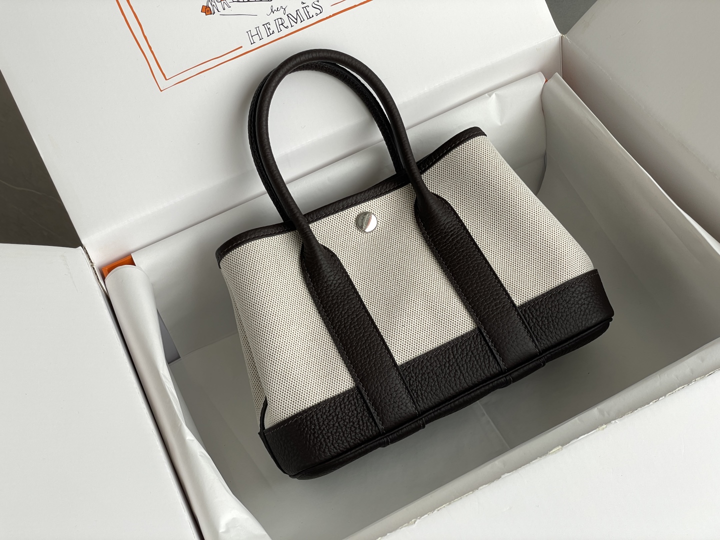 Hermes Neo Mini Garden Party Bag Black Gray Women's Handbag