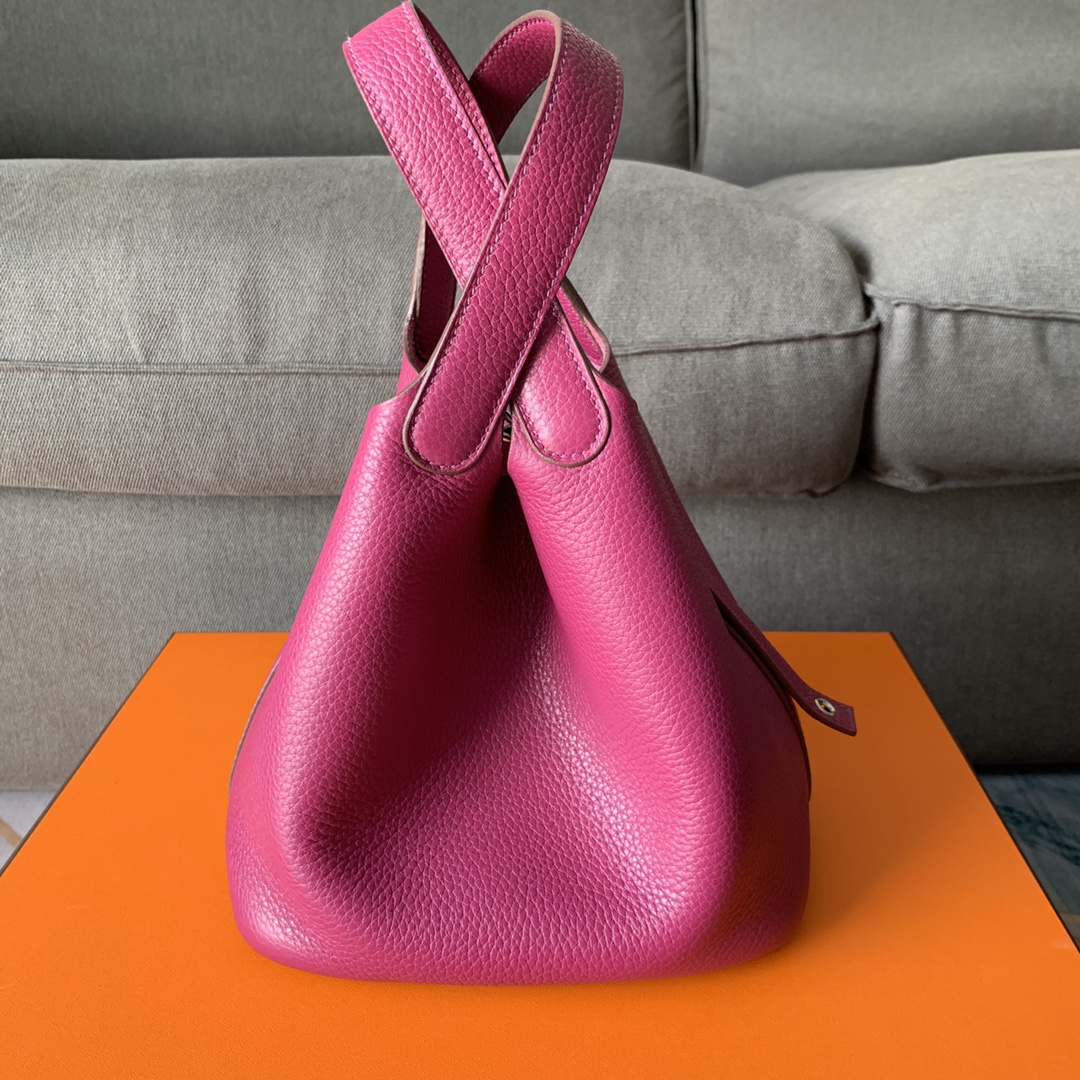 Hermes Picotin 18 Taurillon Clemence Rose