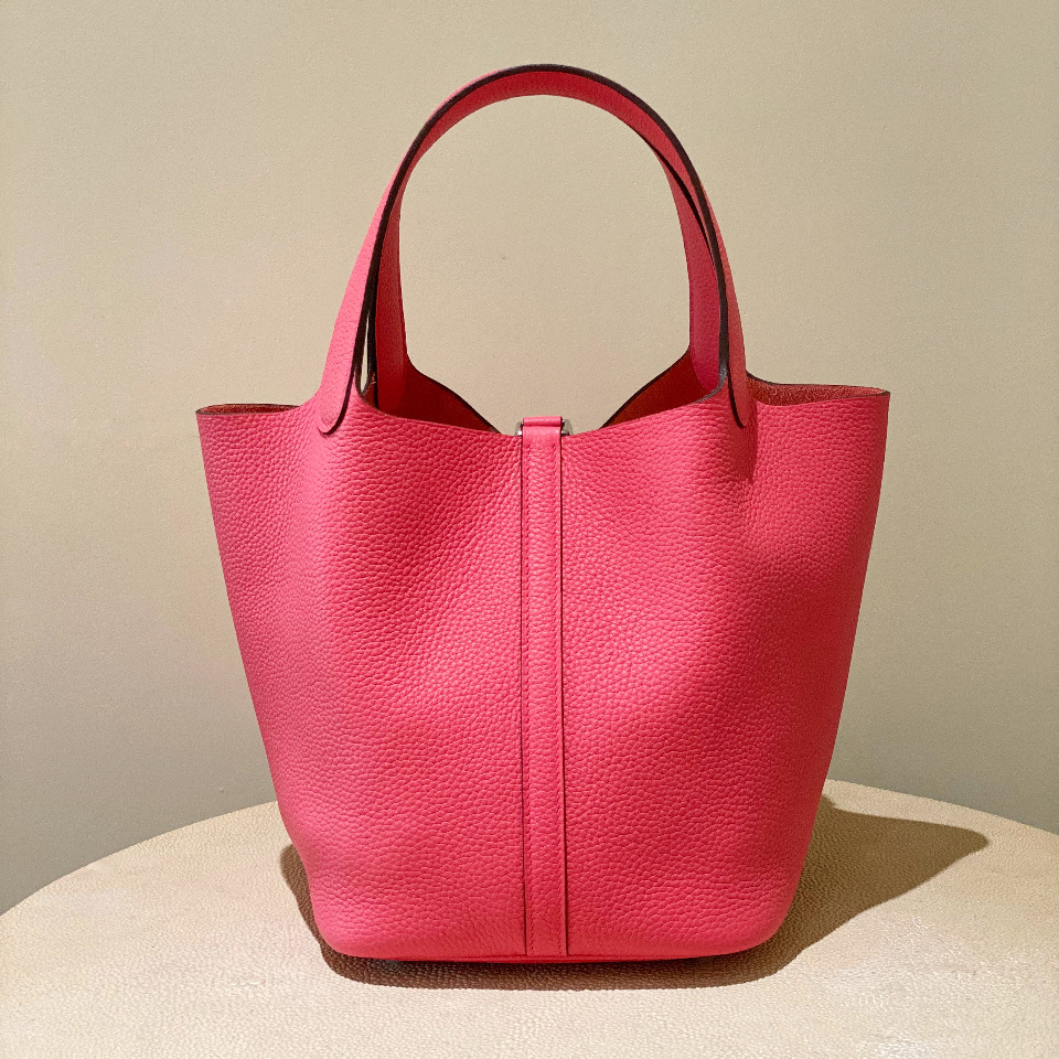 Hermes Picotin 18 Taurillon Clemence Rose- Silver lock