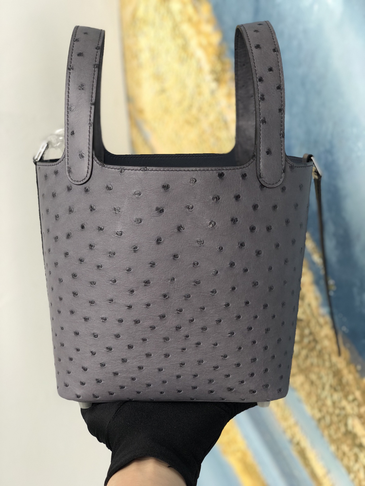 Hermes Picotin 18cm Gris Meyer Ostrich PHW