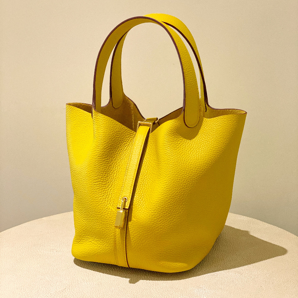 Hermes Picotin Leather Handbag Yellow
