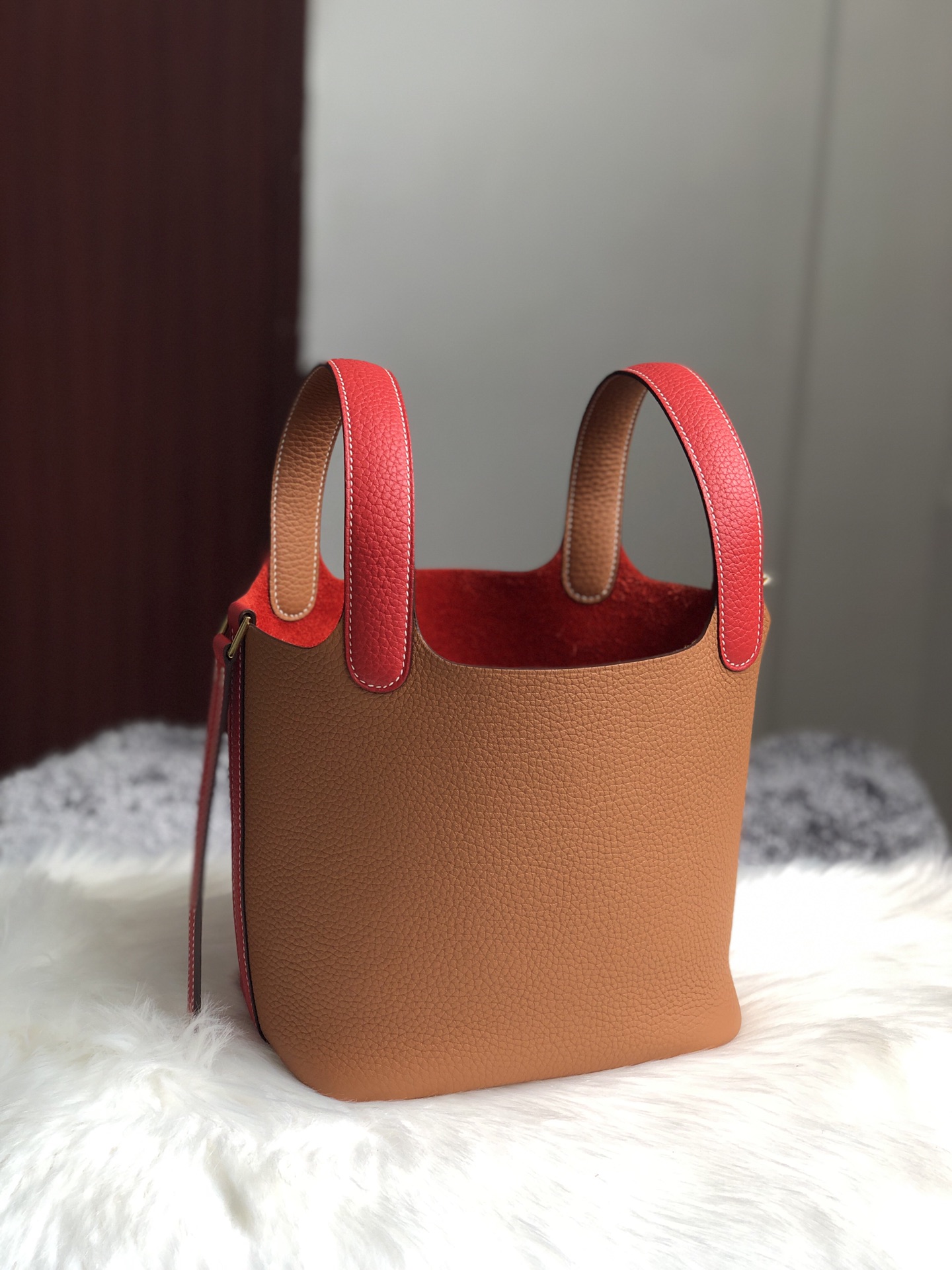 Hermes Picotin Lock casaque bag 18/PM Rouge coeur/ Gold Clemence leather Gold hardware