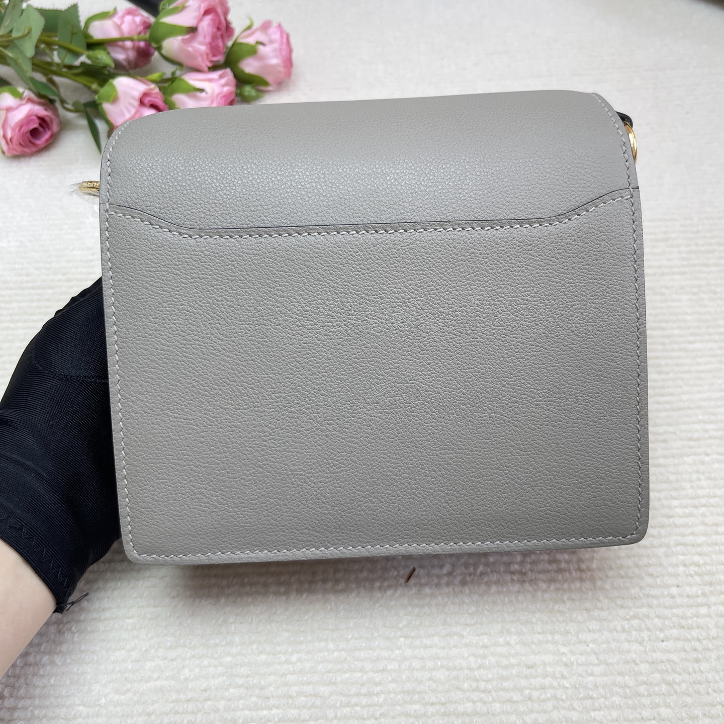 Hermes Roulis 18cm Swift calfskin M8 Gris Asphalte