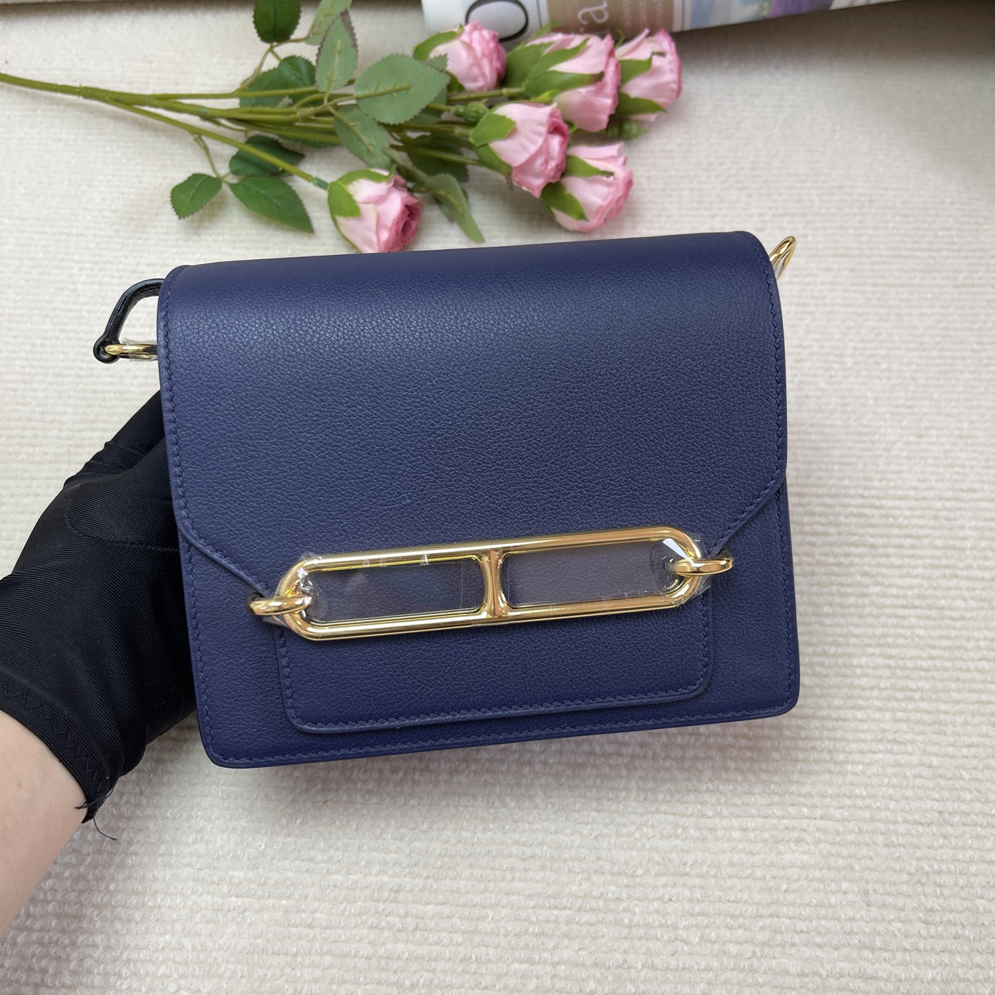 Hermes Roulis Slim Blue Nuit Evercolor Permabrass