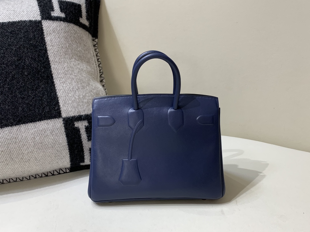 Hermes Shadow Birkin Bag Blue Saphir Swift 25 at 1stDibs