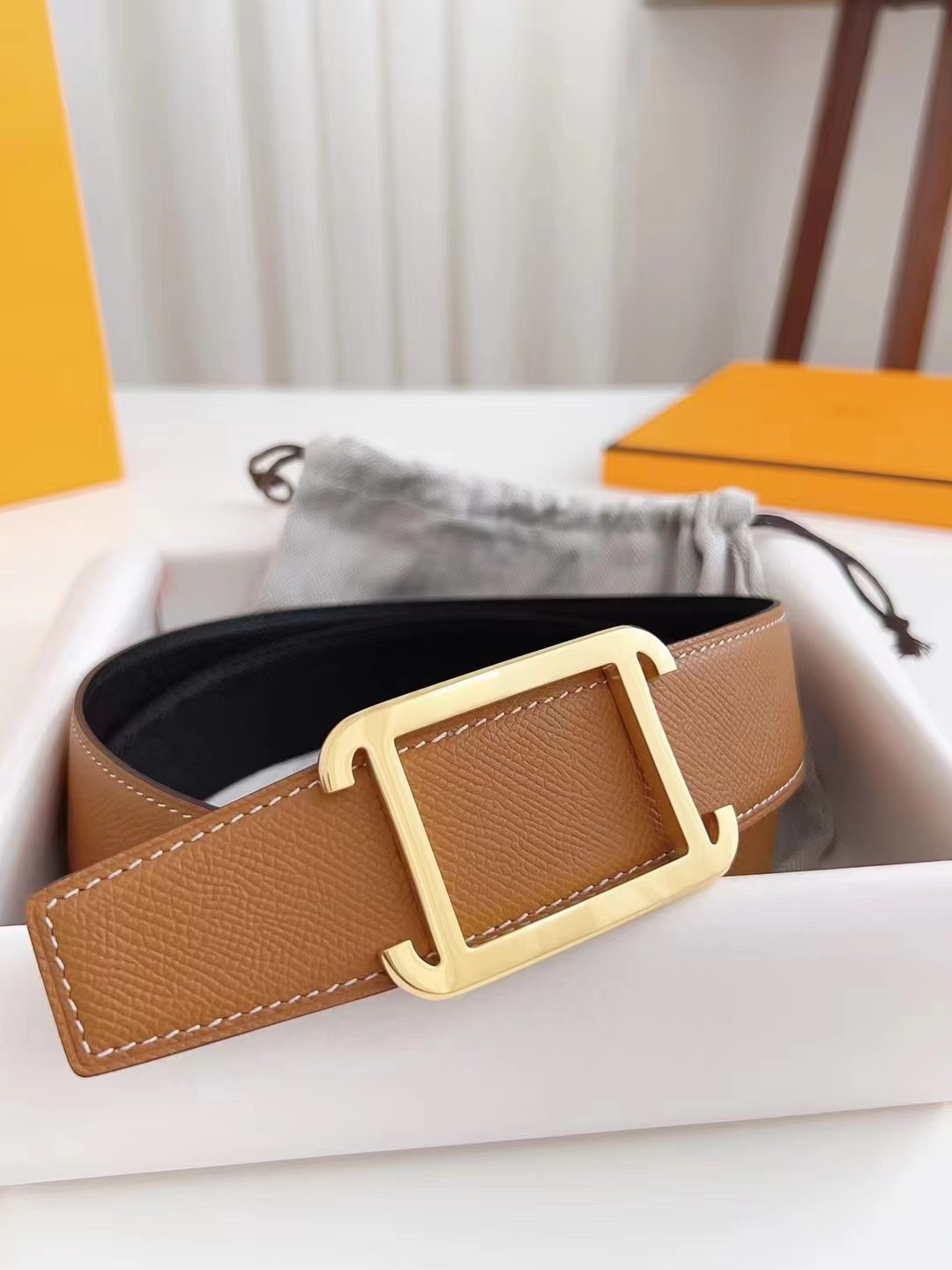 Hermes Gold Buckle Fauve Leather
