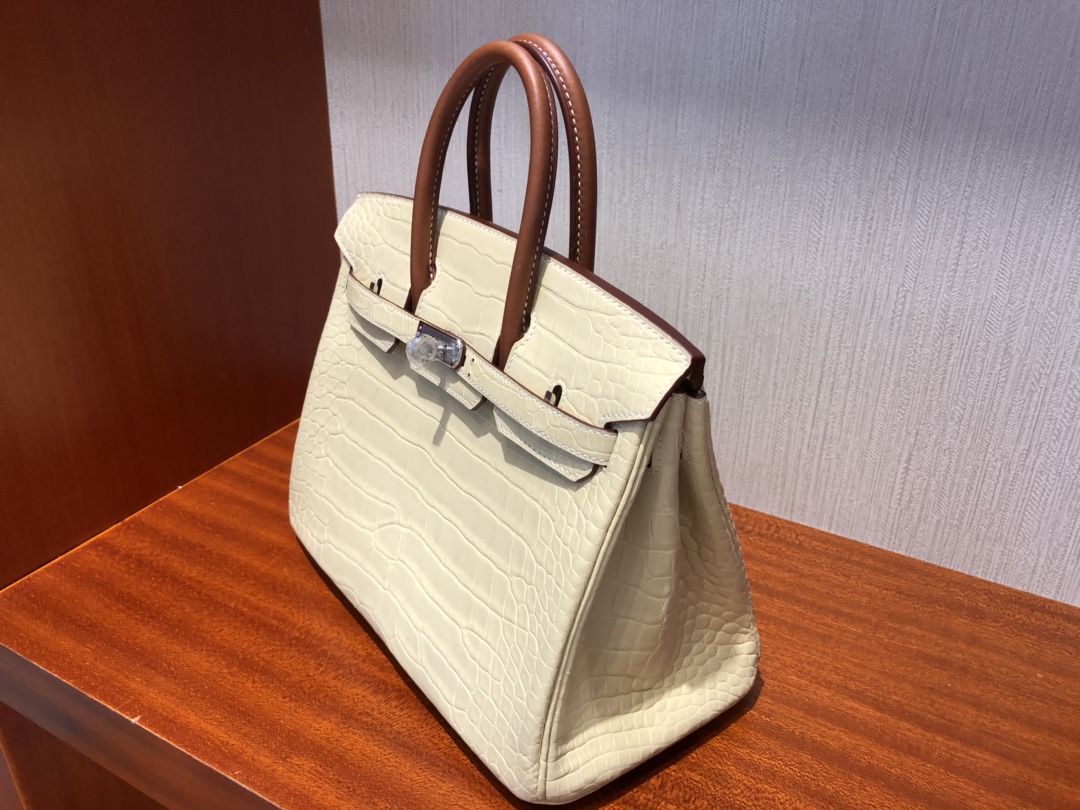 Hermes Touch Birkin 30 Alligator/ Crocodile Missi Mat/ Veau Butler Vanille/ Natural