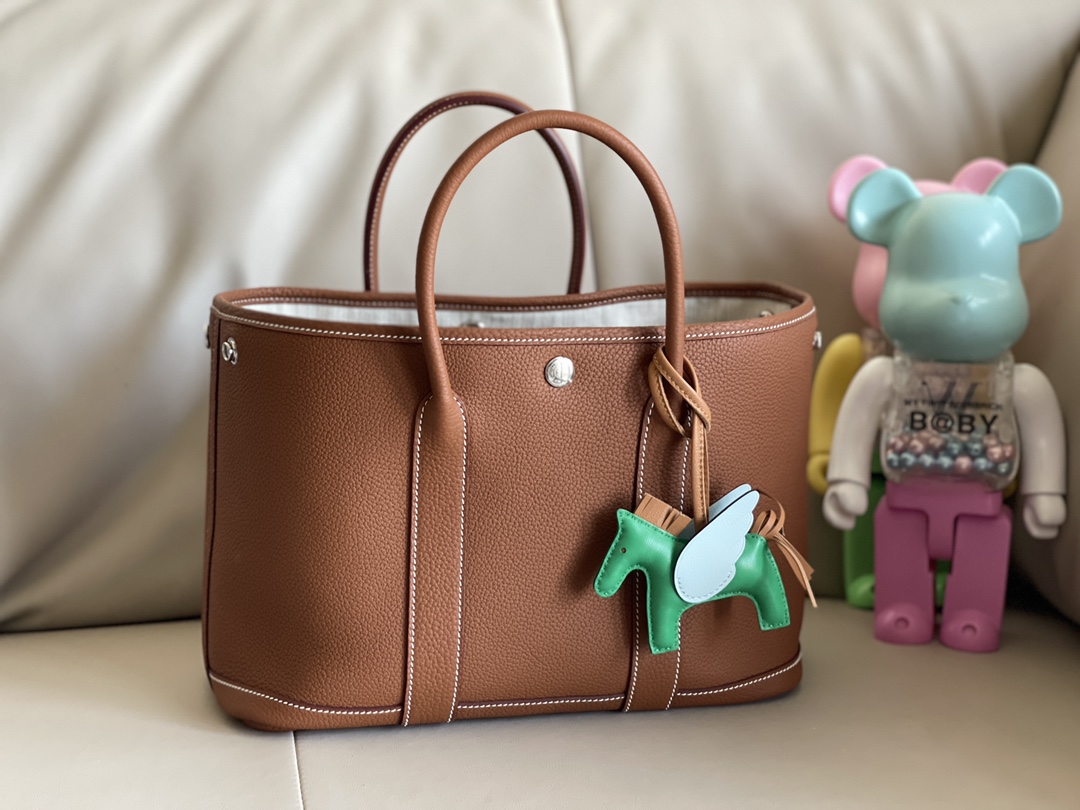 Hermes Unisex Garden Party 30 Voyage Bag-Brown