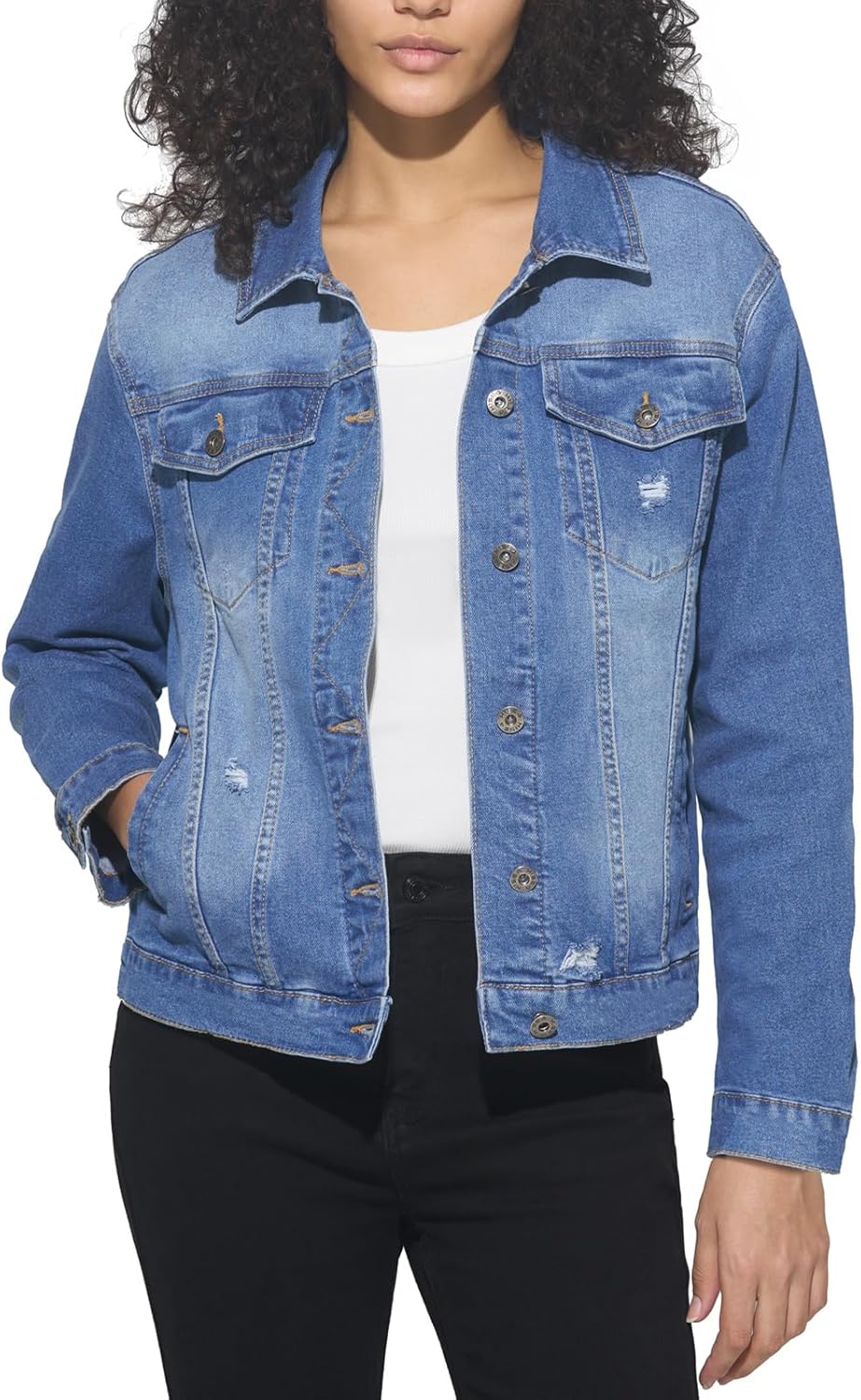 HISEA Denim Jacket for Women, Womens Jean Jackets with Long Sleeves, Women’s Basic Trucker Coat with Snap for Fall, Black