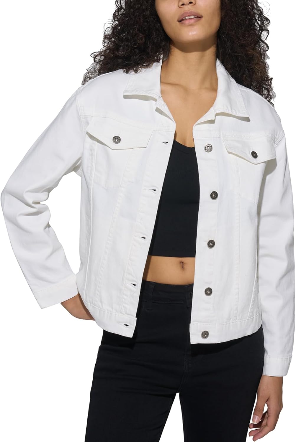 HISEA Denim Jacket for Women, Womens Jean Jackets with Long Sleeves, Women’s Basic Trucker Coat with Snap for Fall, Black