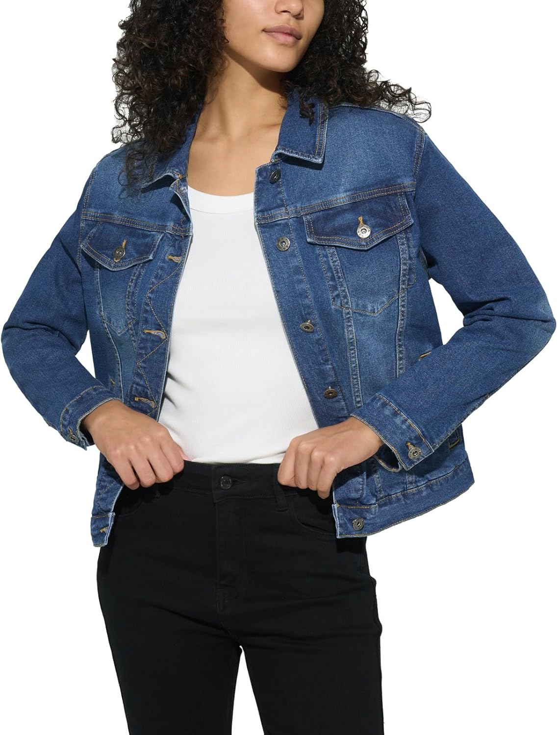 HISEA Denim Jacket for Women, Womens Jean Jackets with Long Sleeves, Women’s Basic Trucker Coat with Snap for Fall, Black