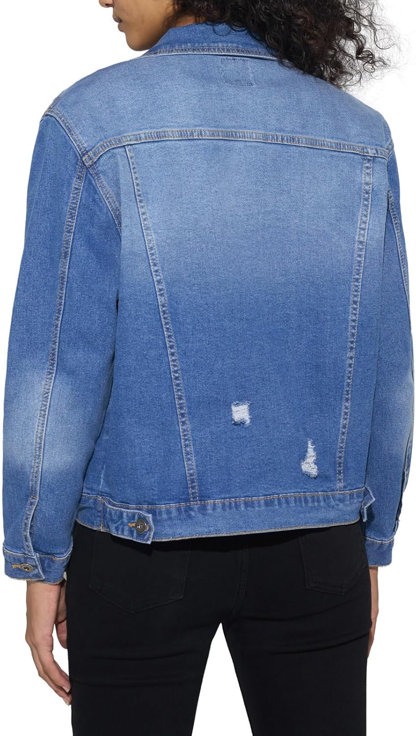 HISEA Denim Jacket for Women, Womens Jean Jackets with Long Sleeves, Women’s Basic Trucker Coat with Snap for Fall, Black