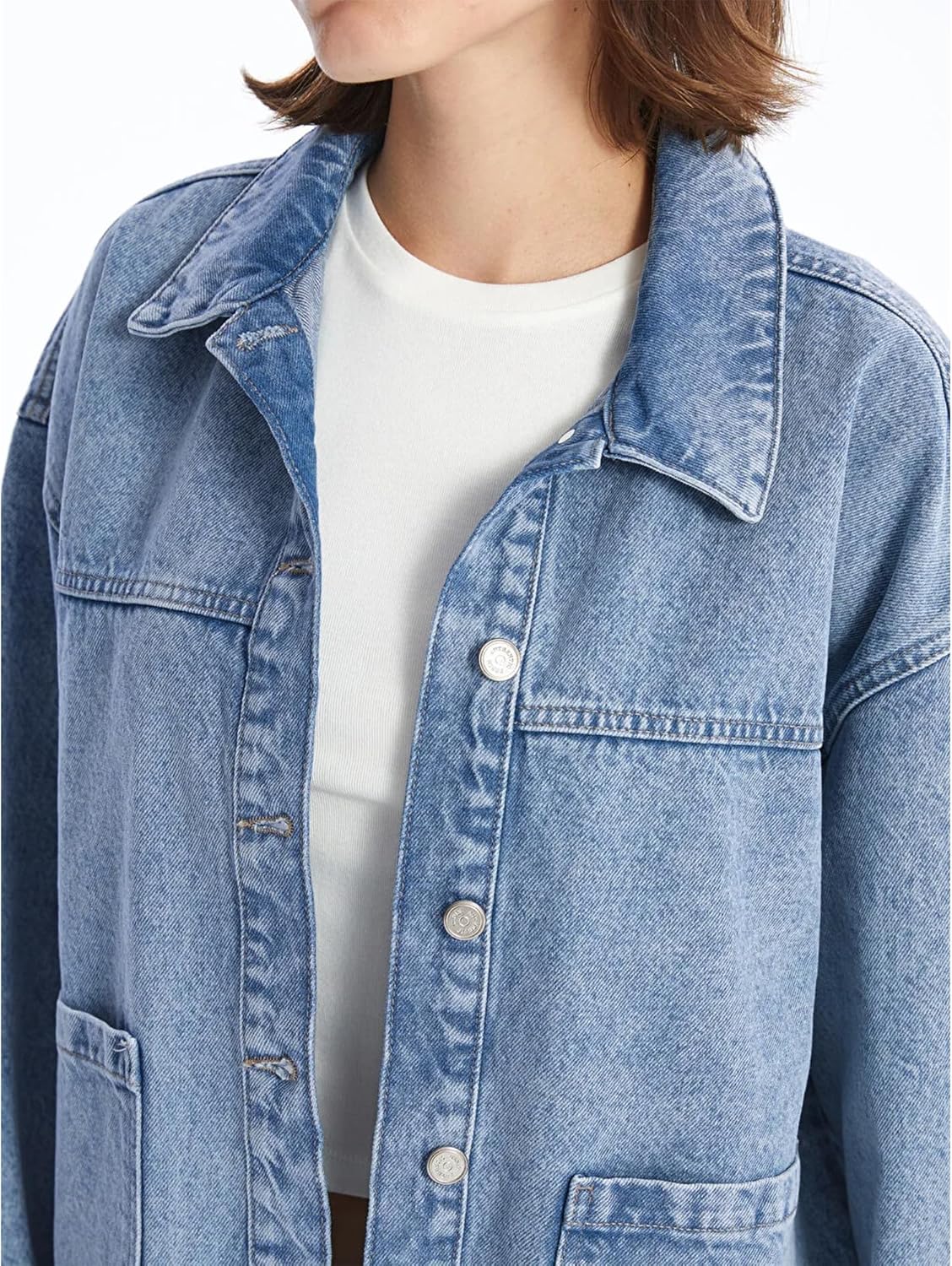 Hixiaohe Jean Jackets for Women Trendy Button Up Denim Shirt Jacket Oversized Long Sleeve Coat Fashion Clothes with Pockets