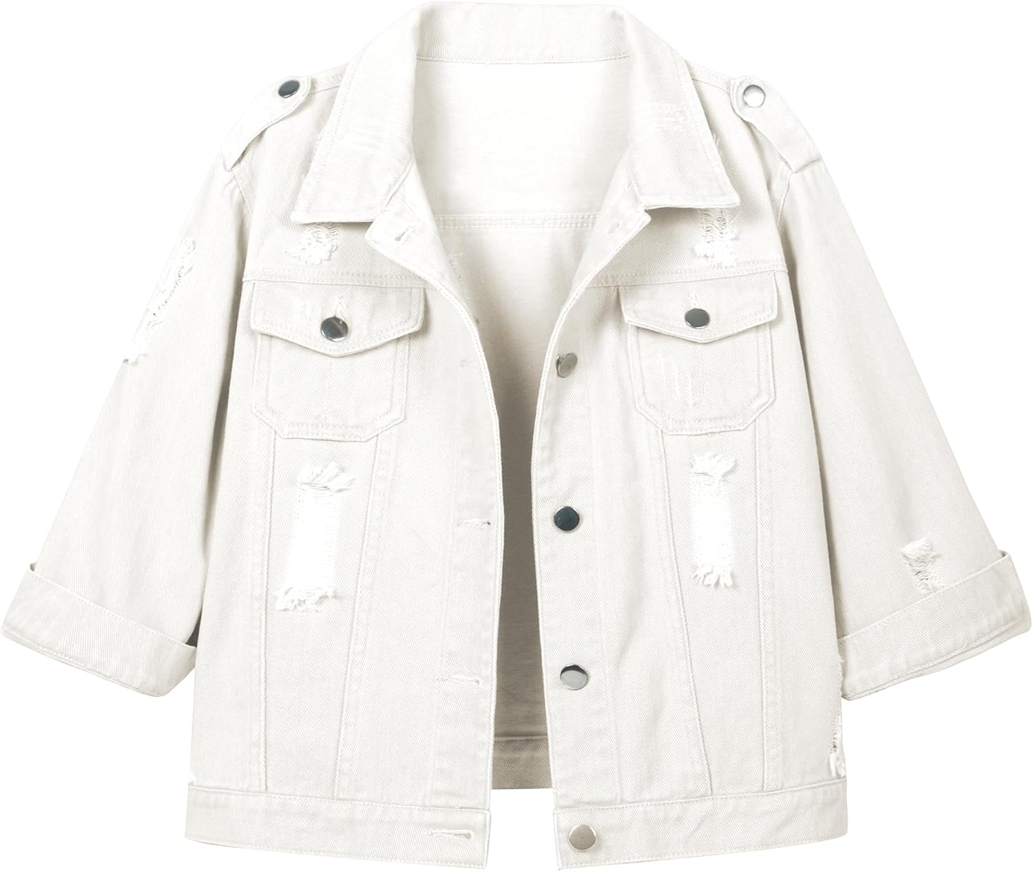 Hixiaohe Women Autumn 3\/4 Sleeve Retro Short Denim Jackets Light Blue Jean Coats