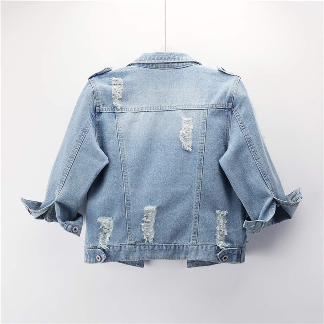 Hixiaohe Women Autumn 3\/4 Sleeve Retro Short Denim Jackets Light Blue Jean Coats