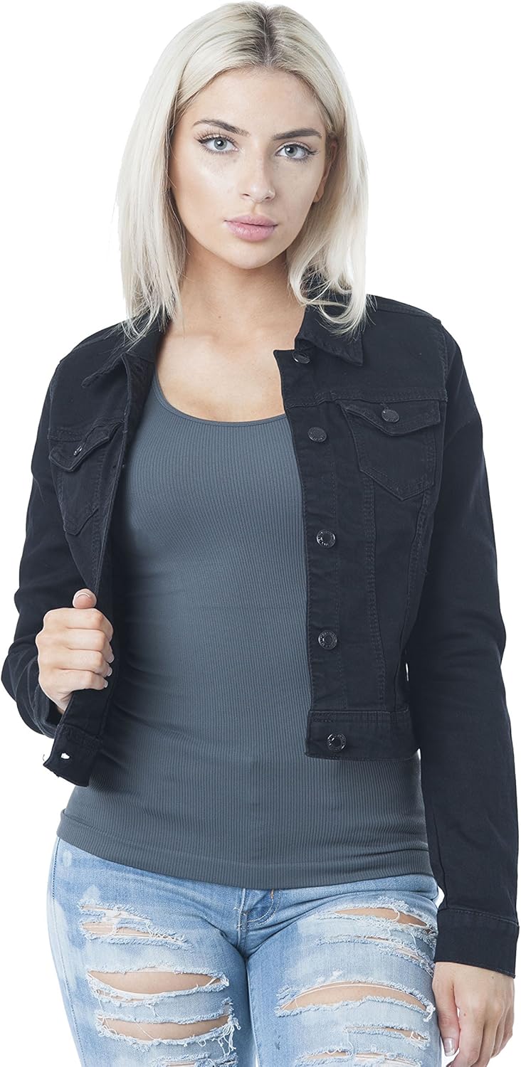 Hollywood Star Fashion Womens Basic Button Down Denim Jean Jacket