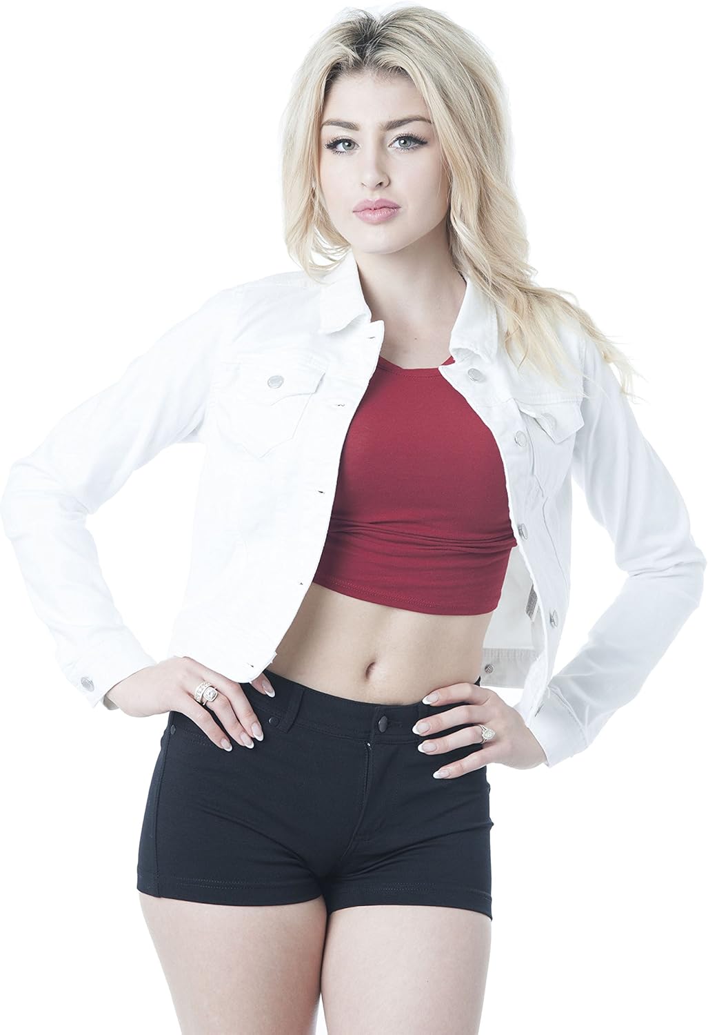 Hollywood Star Fashion Womens Basic Button Down Denim Jean Jacket